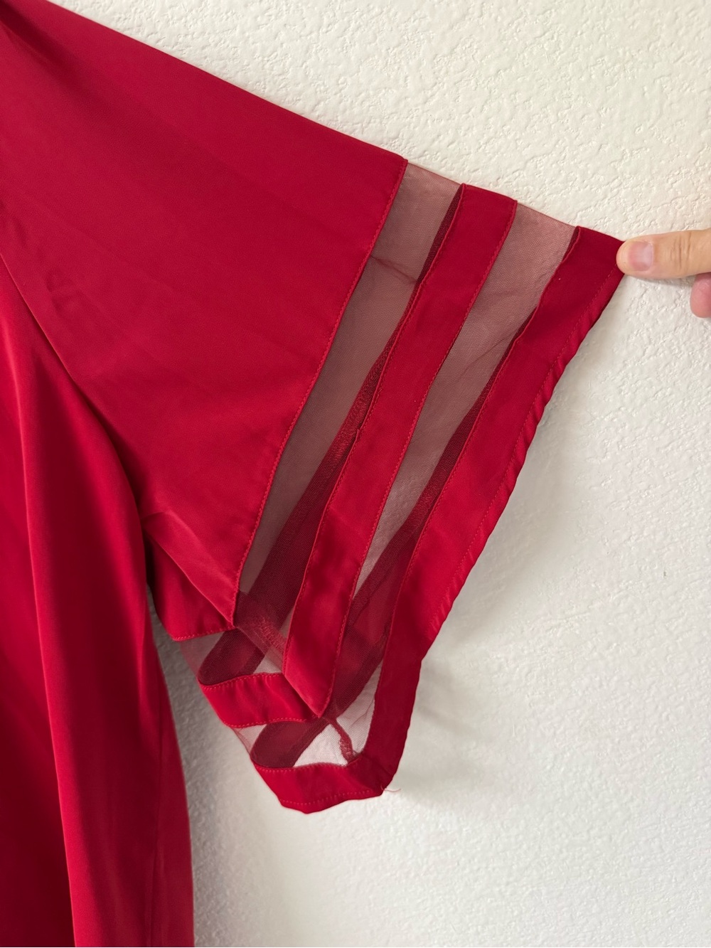 Allegra K Scarlet V-Neck Flutter Sleeve Tunic - Picture 2 of 5